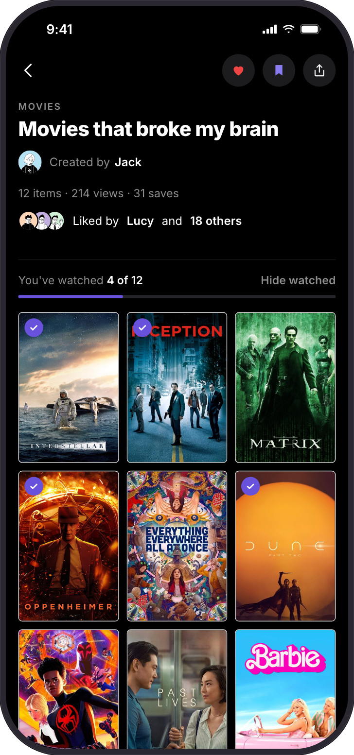 A list showing 4 of 12 watched