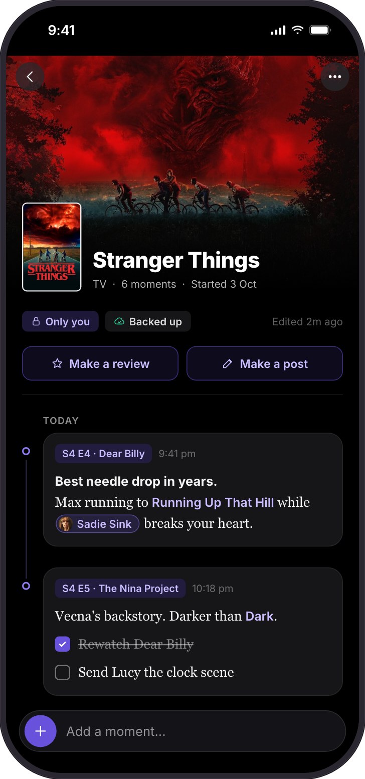 A private note on Stranger Things with two dated moments