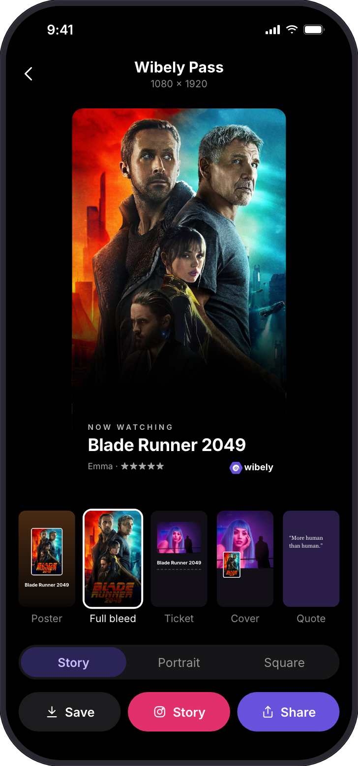 A Wibely Pass card for Blade Runner 2049