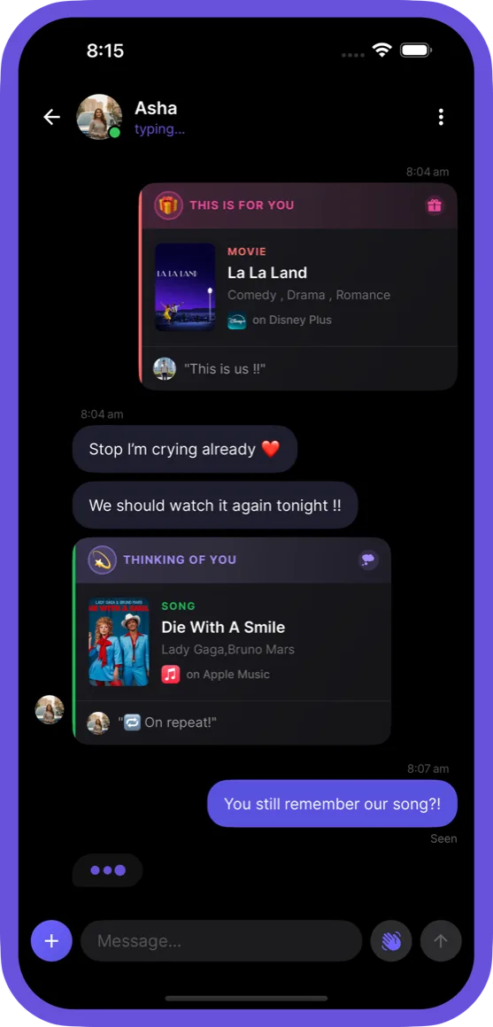 Wibely App - Send movie and song recommendations to friends